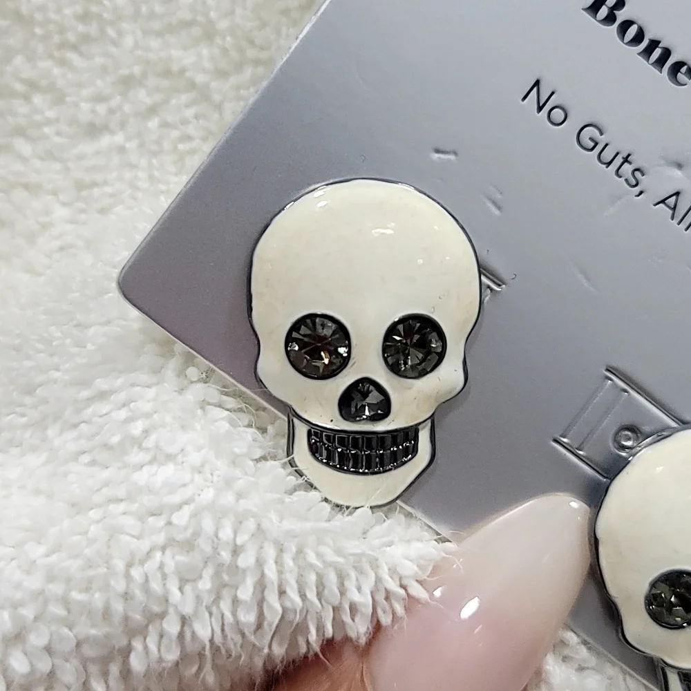 NEW Sugarfix Baublebar Skeleton Bone To Shine Skull Enamel Halloween Earings.